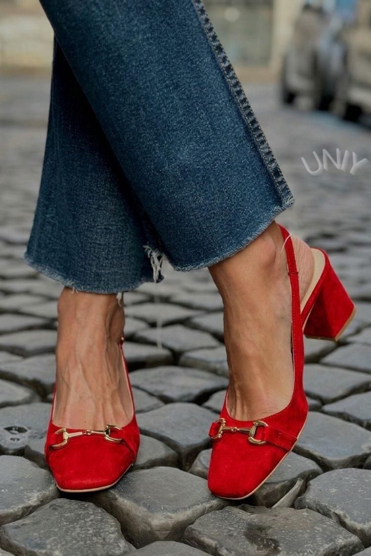 Zapatos de Tacón de Bloque Slingback de Ante Oliva