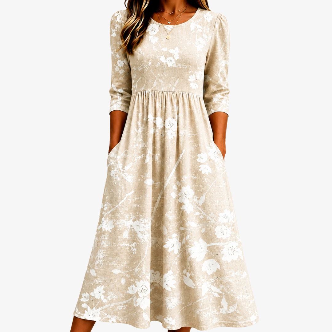 Vestido Midi Floral Suave para el Día a Día