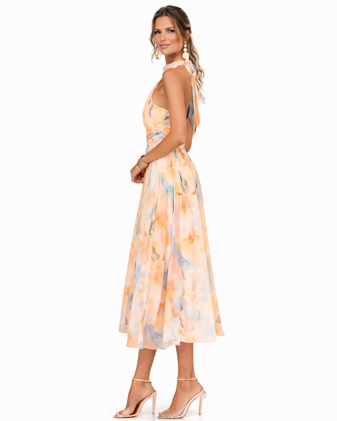 Aurora™ | Vestido con cuello halter y estampado de acuarela