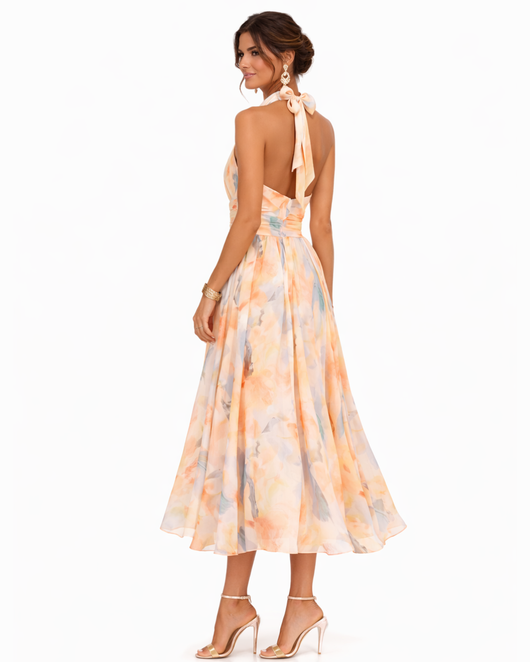 Aurora™ | Vestido con cuello halter y estampado de acuarela