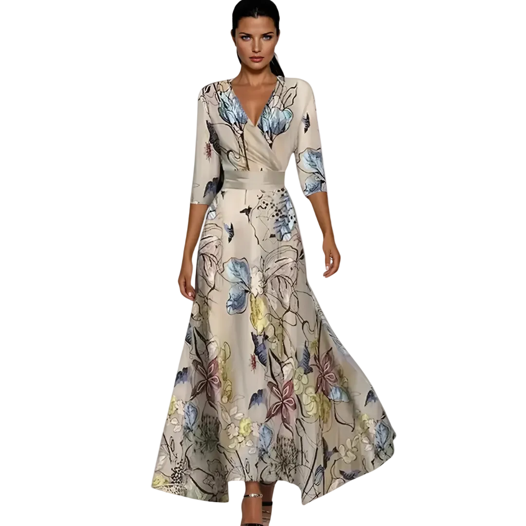 Emilia | Vestido largo elegante con estampado floral