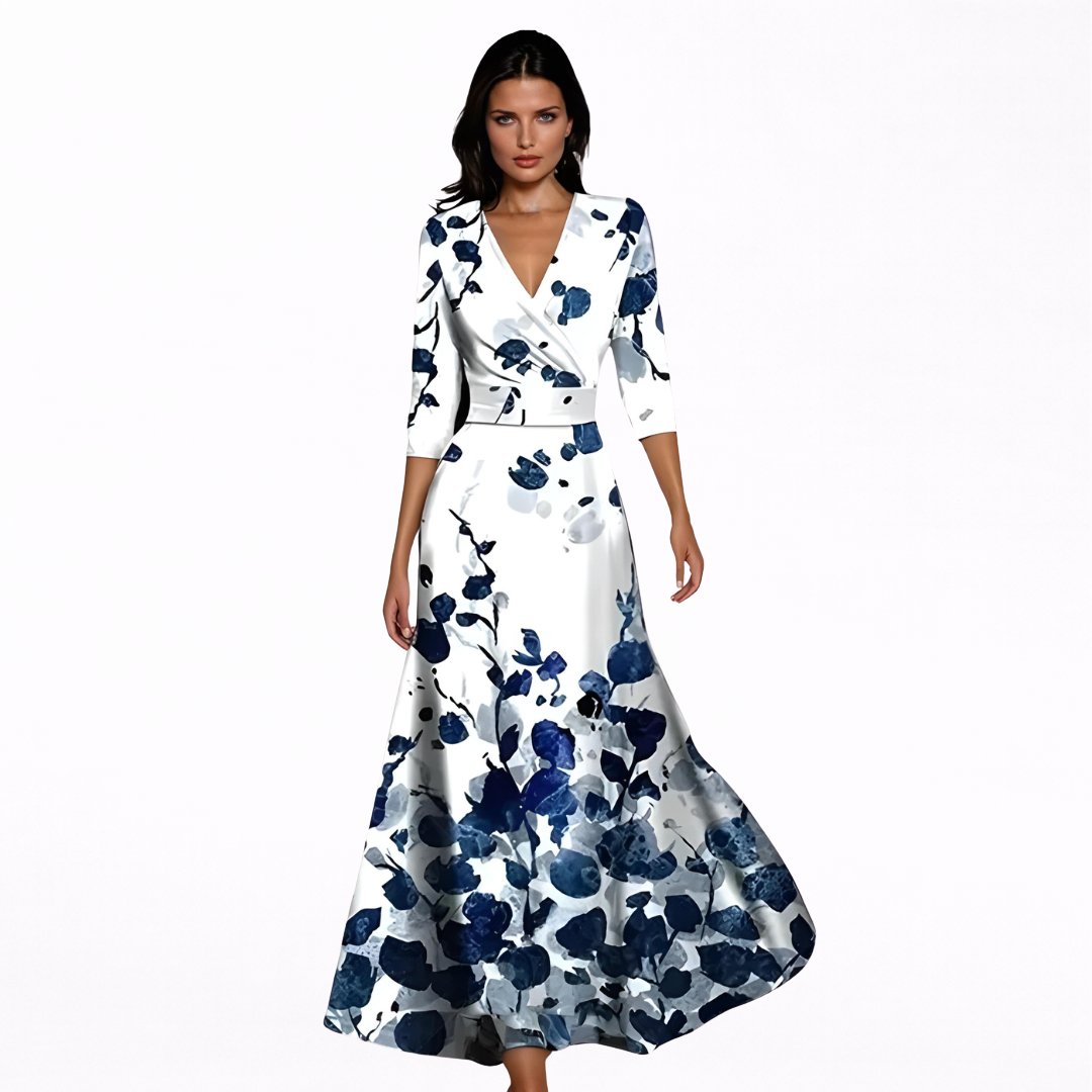 Emilia | Vestido largo elegante con estampado floral