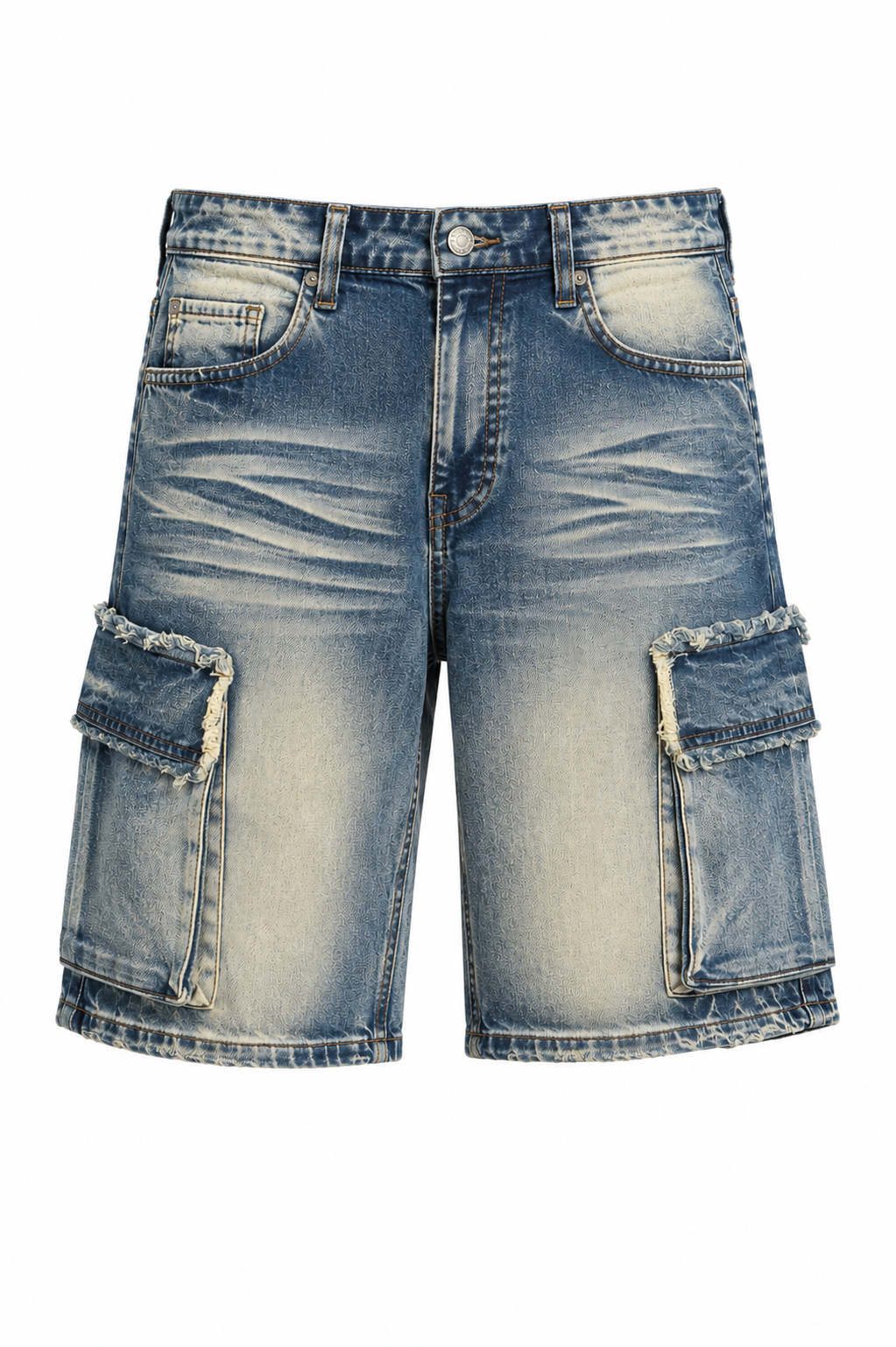 Shorts Hombre Denim Cargo Desgastado