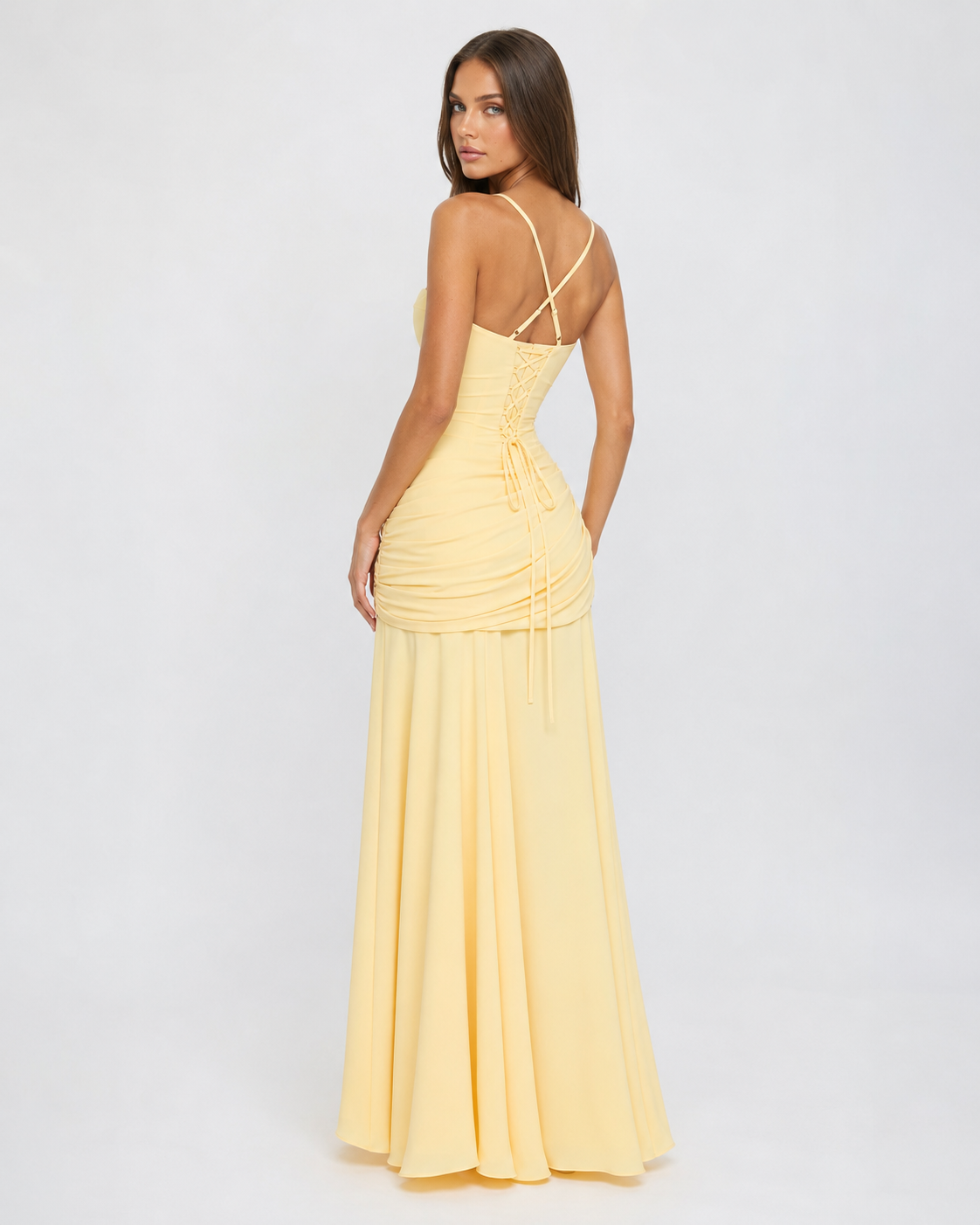 Ana | Vestido largo con escote cuadrado fruncido
