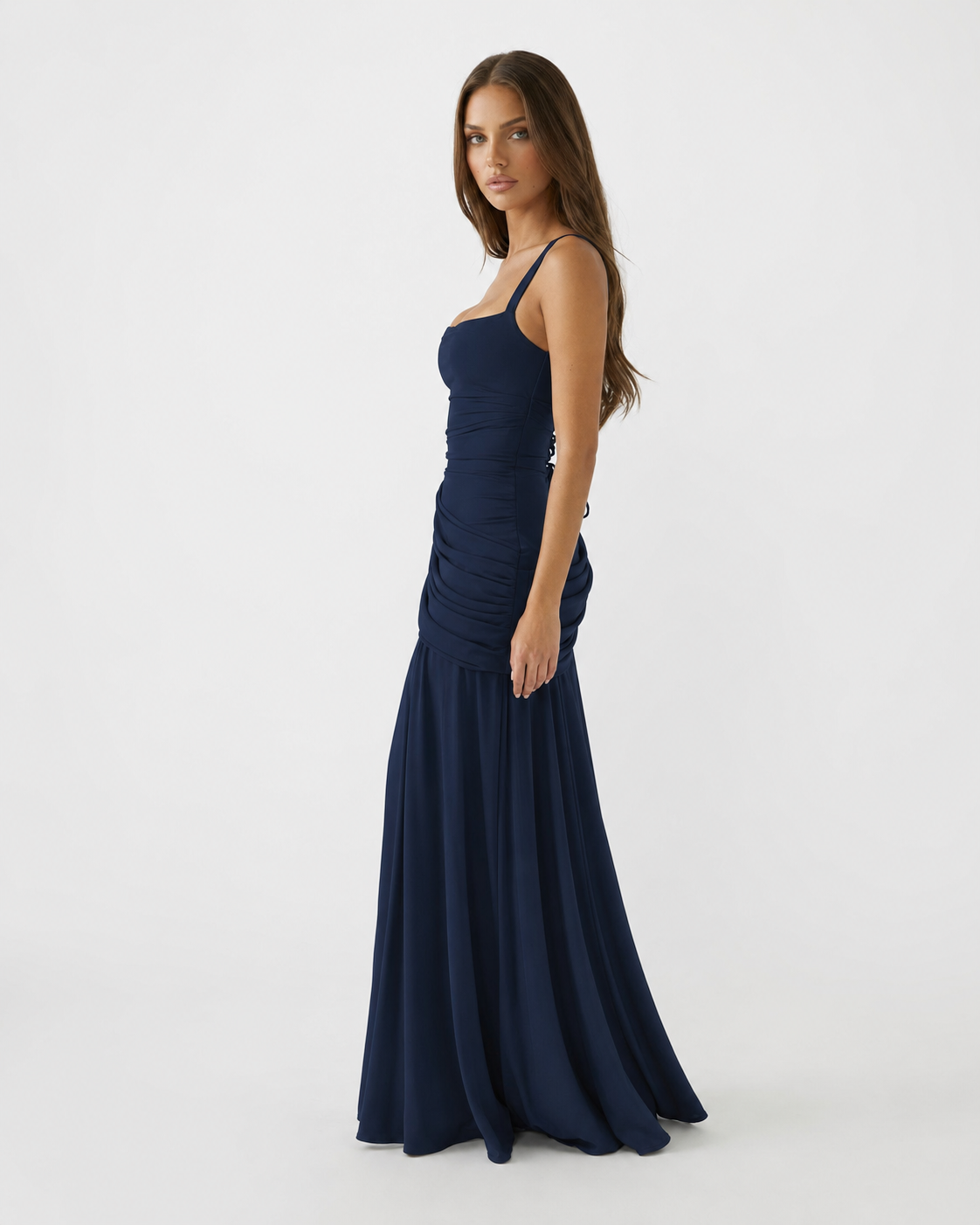 Ana | Vestido largo con escote cuadrado fruncido