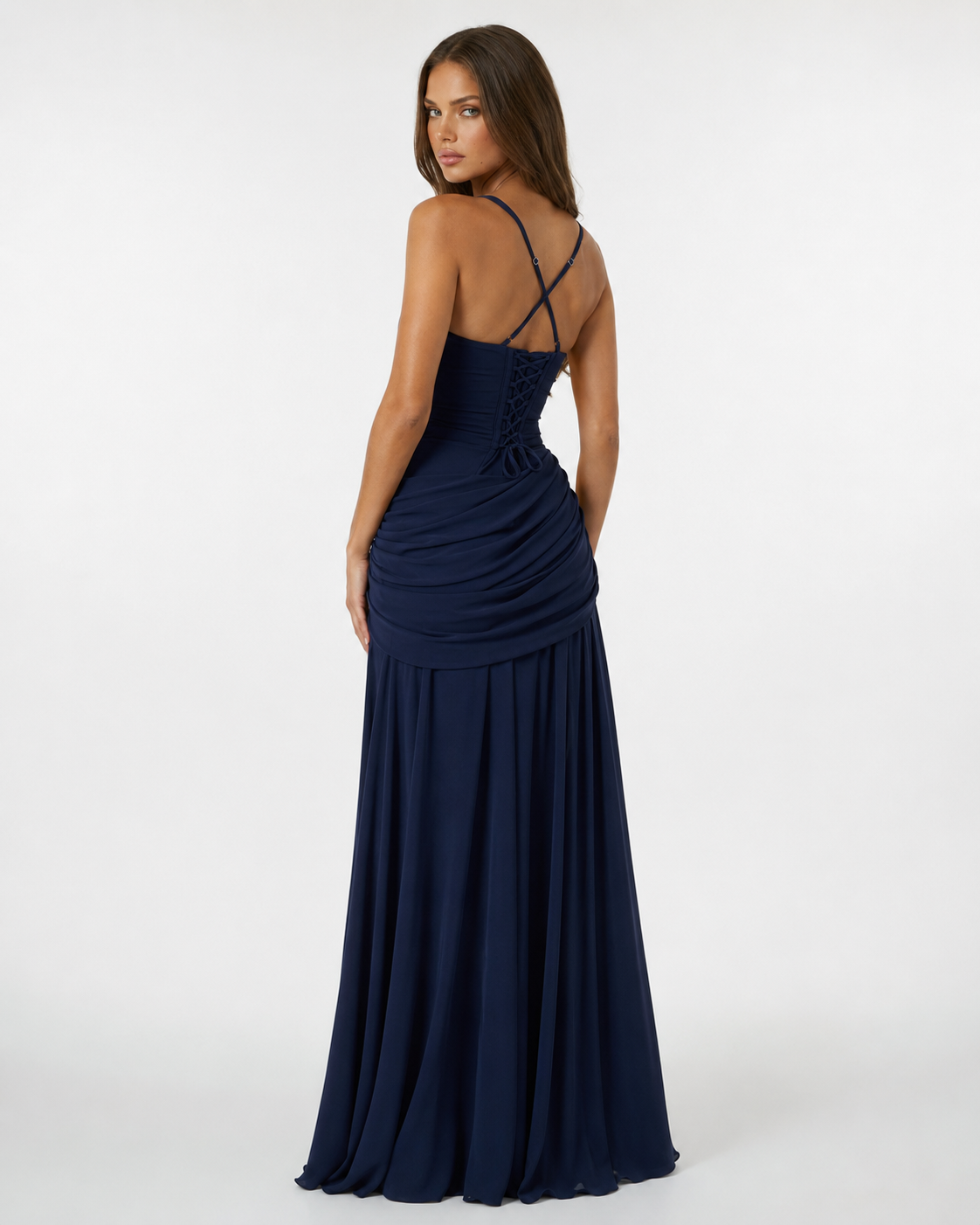 Ana | Vestido largo con escote cuadrado fruncido