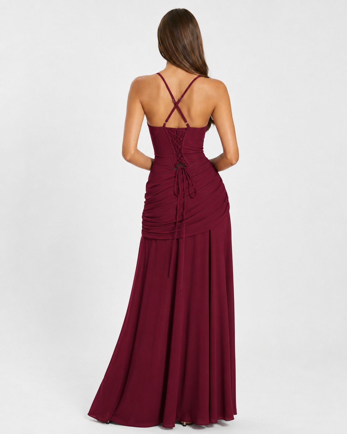 Ana | Vestido largo con escote cuadrado fruncido