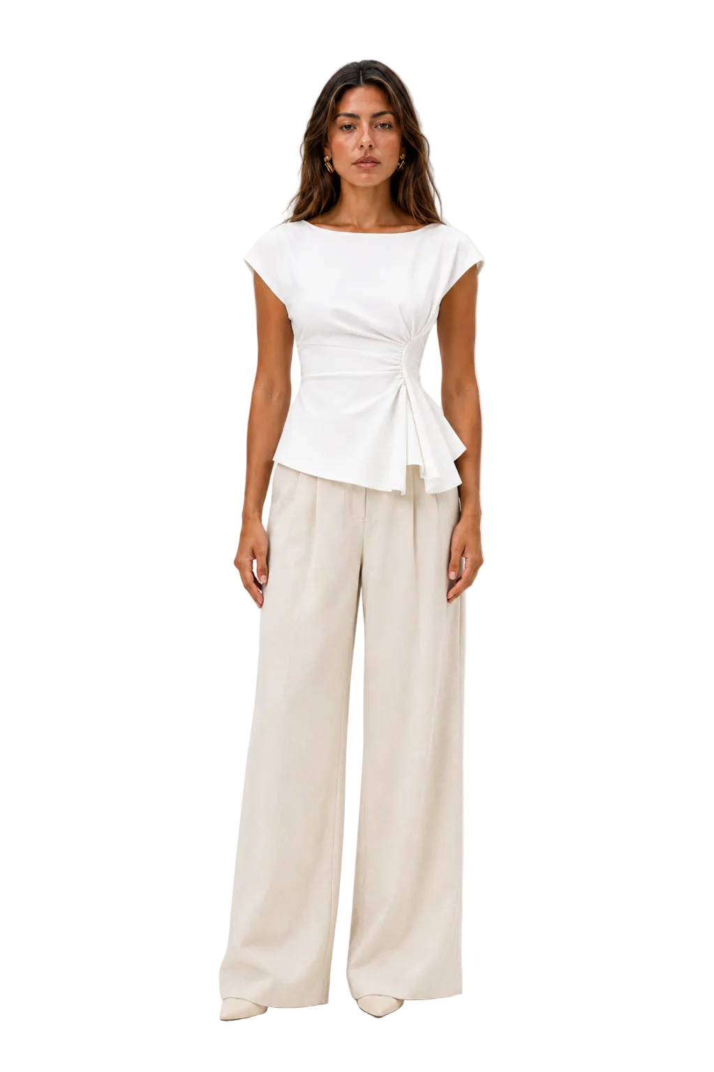 Blusa Mujer Peplum Fruncida Cintura