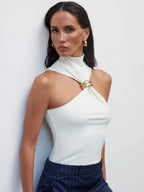 Camiseta sin mangas de punto con cuello alto