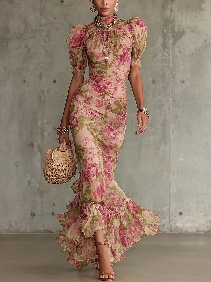 Rosalie™ | Vestido largo con estampado de rosas vintage