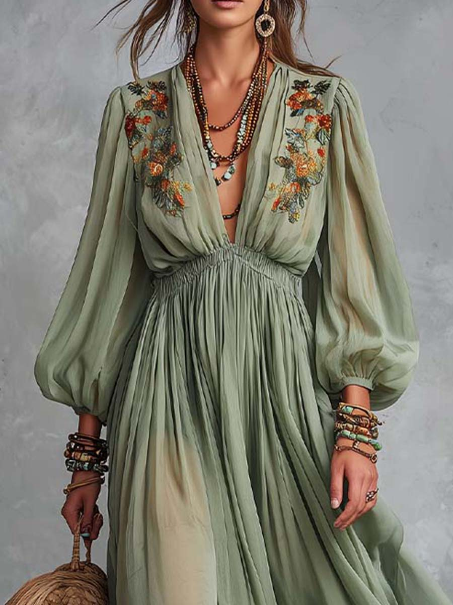 Julia™ | Vestido largo de estilo bohemio con estampado floral