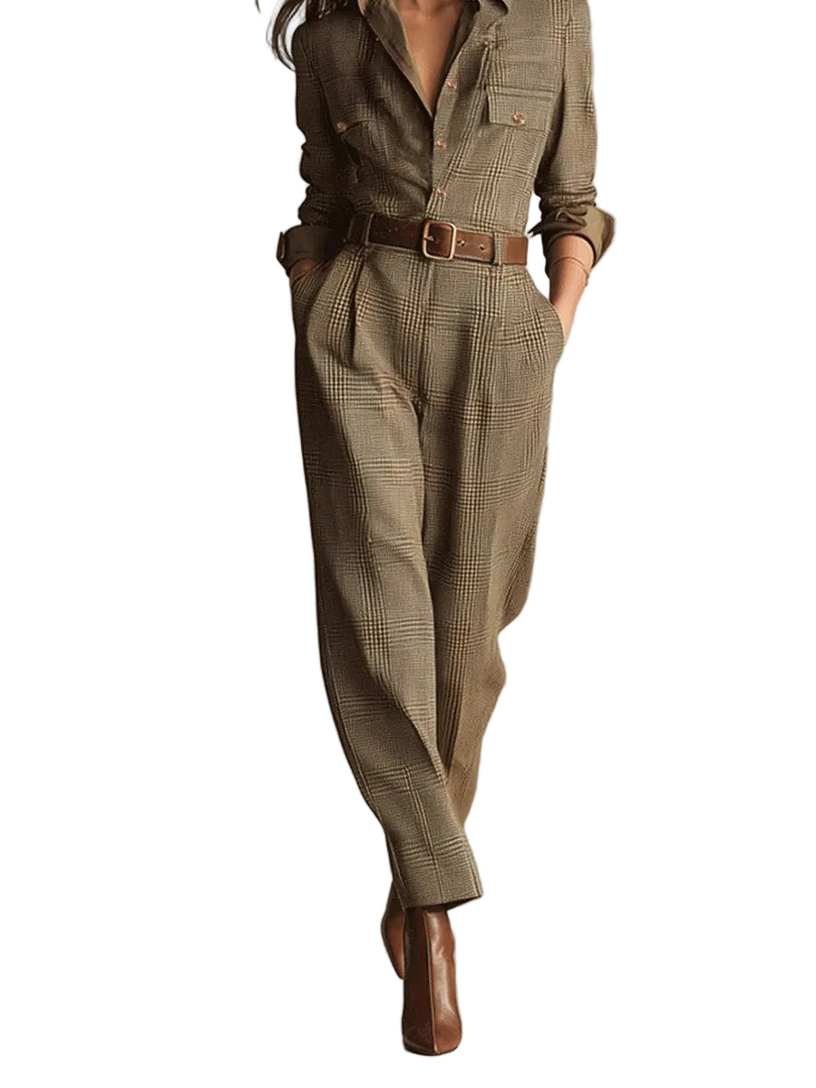 Zoë – Elegante mono de tweed a cuadros