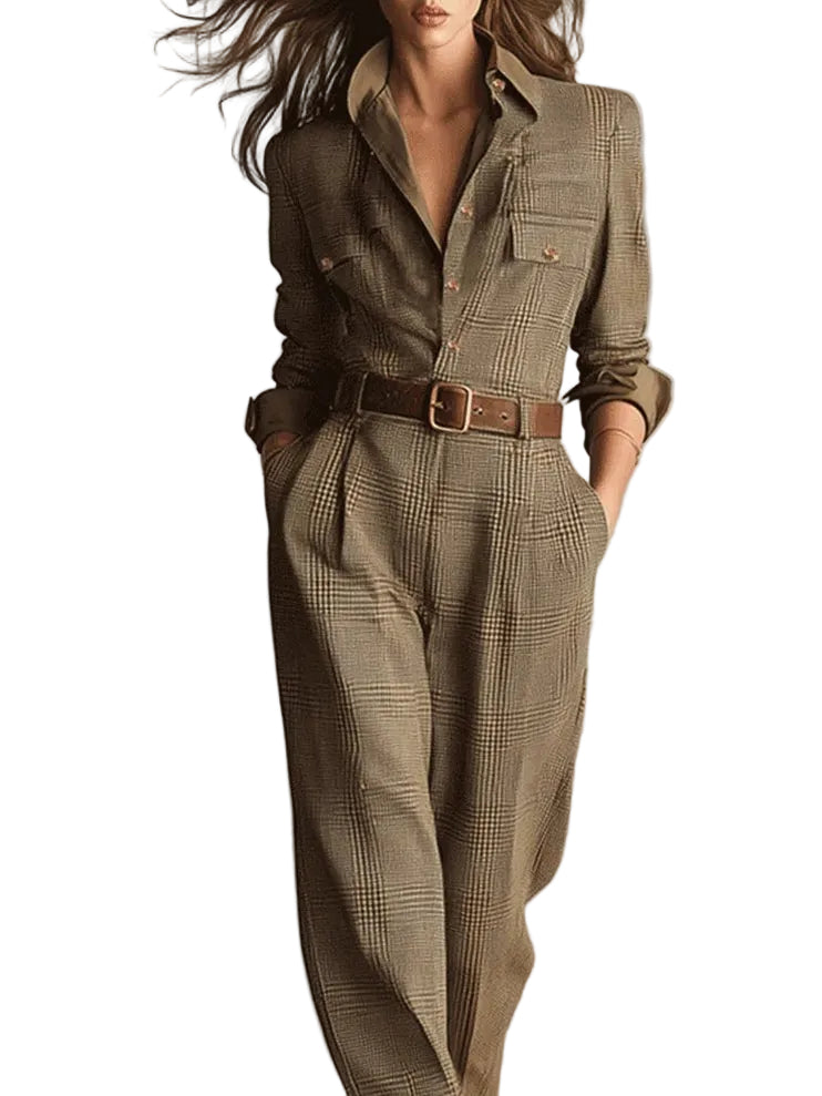 Zoë – Elegante mono de tweed a cuadros
