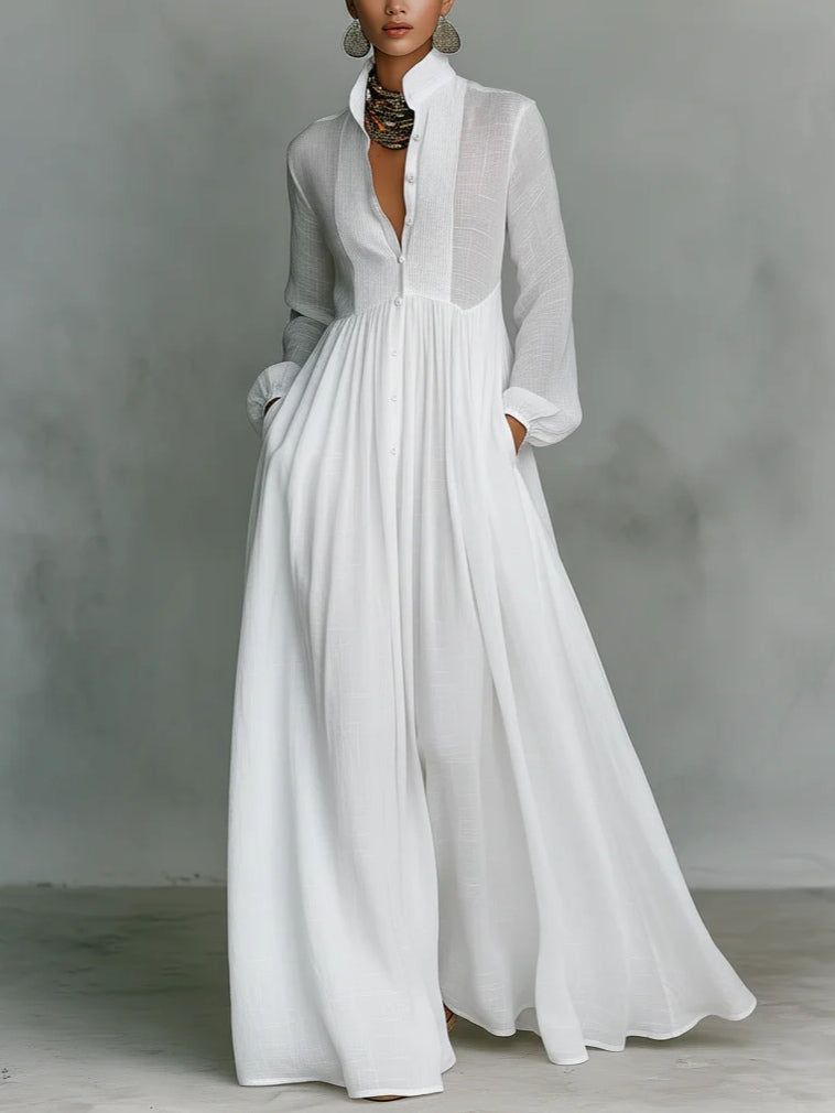 Léonie™ | Vestido largo minimalista con cuello alto