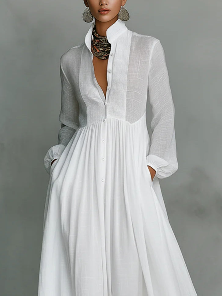 Léonie™ | Vestido largo minimalista con cuello alto