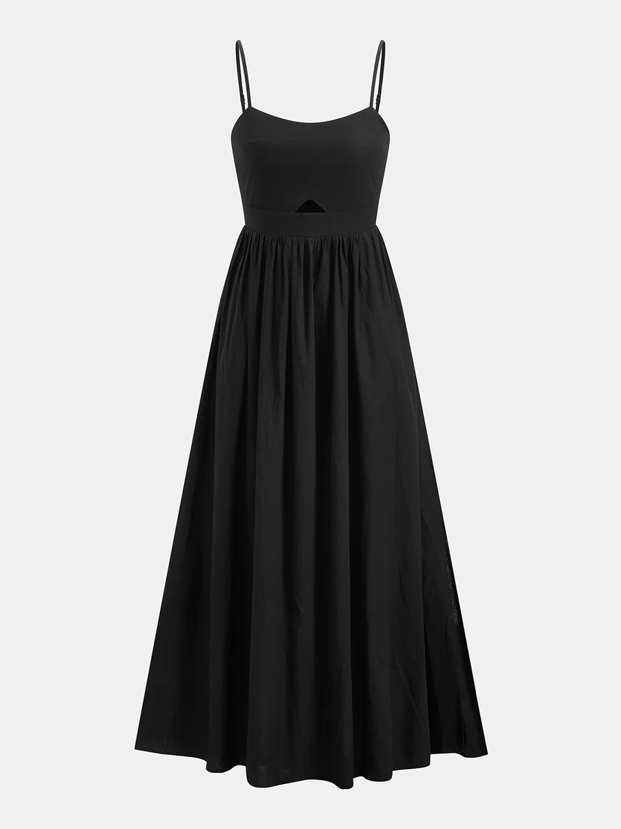 Vestido Largo de Algodón sin Mangas con Bolsillos
