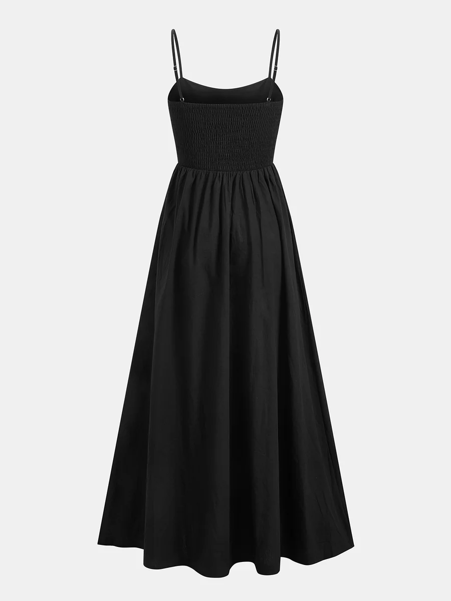 Vestido Largo de Algodón sin Mangas con Bolsillos