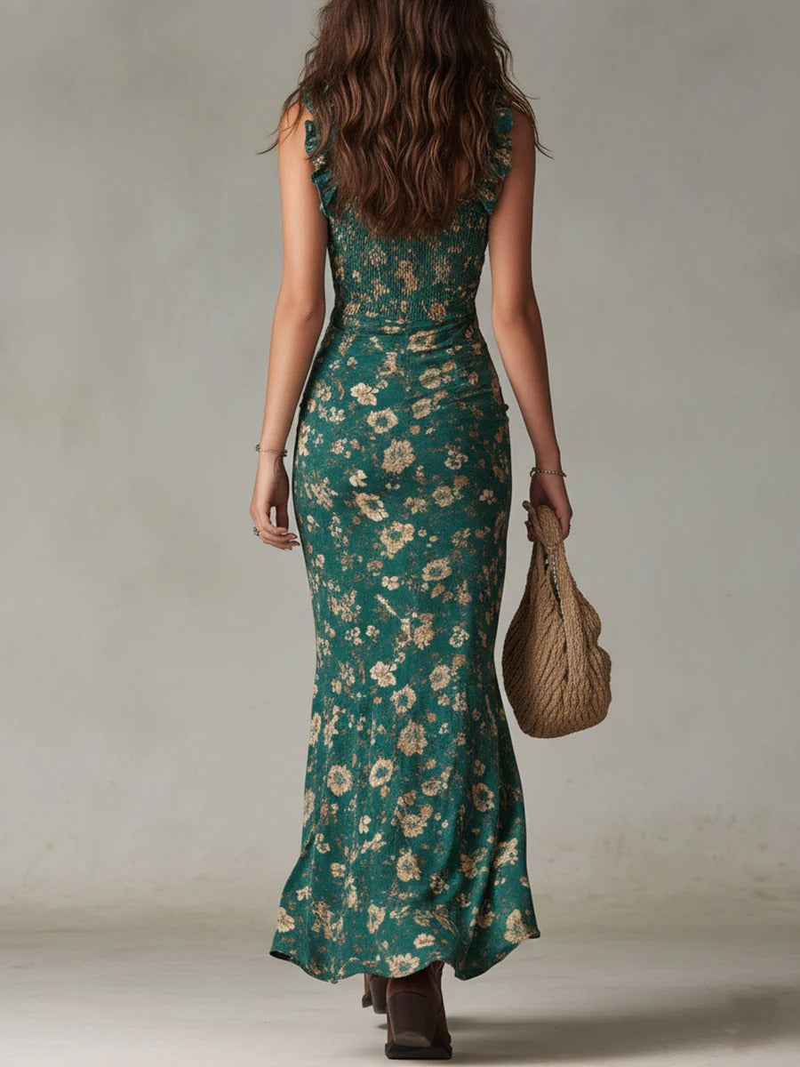 Sara | Vestido maxi de estilo boho retro