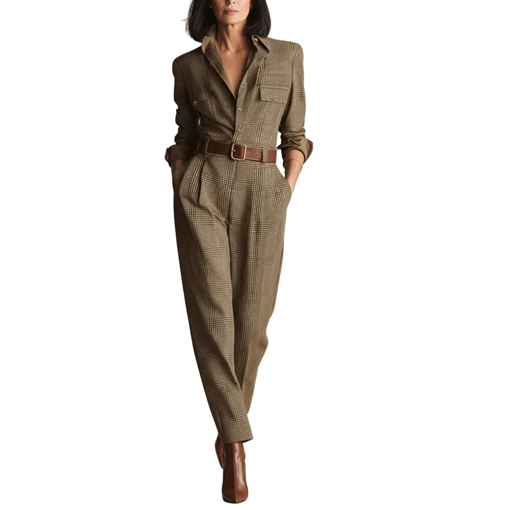 Zoë – Elegante mono de tweed a cuadros